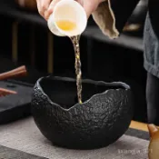 優選好物 蛋形茶洗家用陶瓷茶渣缸桌麵收納水盂建水茶水缸廢水桶杯洗盆 XGHA