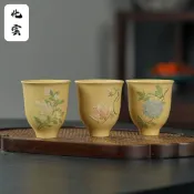 【化雲】宜興原礦紫砂主人杯聞香杯品茗杯功夫茶具精品泥繪紫砂杯客杯茶具