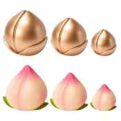 10個裝金壽桃蛋糕裝飾擺飾生日祝壽塑膠模擬桃子蟠桃烘焙用品
