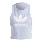 【adidas 愛迪達】Trefoil Tank 女 背心 短版 運動 休閒 經典 三葉草 挖背 棉質 淺藍(IP0684)