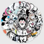 [滿99出貨]50張卡通動物哈士奇可愛個性狗狗圖案行李箱滑板機車水杯防水貼紙