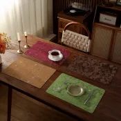 餐桌墊 防水墊 桌巾 桌布 茶几布 民宿布 桌上型皮革復古絲絨法式餐墊隔熱西餐墊防水防油耐高溫碗盤墊餐桌墊  0918