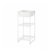 【IKEA 宜家家居】JOSTEIN 層架組連收納盒，室內/戶外用/網狀 白色，41x40x90 公分
