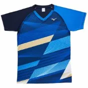 MIZUNO 美津濃 短袖上衣 男 訓練 排球 吸濕排汗 藍 V2TACG1813