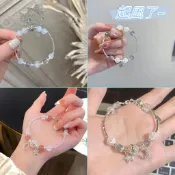 台灣現貨🎉手環 手鍊 朦朧星河手鍊 串珠手鍊 手飾 冷淡風 溫柔碎冰冰 星星月亮 仿月光石 串珠手鍊 女飾品 CE2