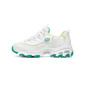 (店+)【SKECHERS】99999863-WGR Skechers斯凱奇 D'LITES 1.0 熊貓鞋 厚底 復古休閒 都市運動 輕便增高 低幫 老爹鞋 女款 白綠