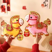 🧧嘉義出貨🧧2026新款立體新年生肖年植絨大門貼門對福字裝飾春節對貼馬年畵貼馬年新年裝飾佈置 春節裝飾  過年新年裝