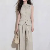 兩件套 韓版氣質通勤顯瘦夏季淡人高知穿搭一整套又酷又颯幹練氣質高級感超好看灰色套裝褲氣質套裝通勤穿搭約會洋裝渡假風