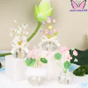MALCOLM迷你水晶玻璃花,創意蓮花形水晶花裝飾,婚禮色彩繽紛現實浪漫汽車內飾家居裝飾
