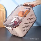 🌸好貨優選💖 冰箱保鮮收納盒 冷凍密封盒 瀝水籃 保鮮盒 瀝水收納神器 果蔬菜收納筐 水果大容量收納筐 0IZW