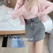 防走光內襯彈性側割破百搭牛仔褲裙 包臀裙 彈性牛仔 牛仔裙 褲裙