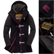 DryDog 跩狗嚴選 跩狗嚴選 極度乾燥 Superdry Detention Mix Duffle 羊毛大衣 長版 牛角扣 外套 深藍 拼色灰色 連帽