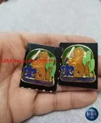【恆裕】少見魚尾獅琺琅銅章   貼章