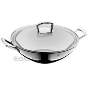 易生活ELiving WMF WOK 雙耳不鏽鋼中華炒鍋 36cm (含玻璃鍋蓋) #07.5357.6380