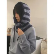 Codibook｜韓國 wonderwonder 條紋針織護耳保暖頭套帽［預購］帽子 小圓帽 女裝
