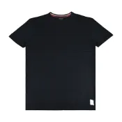 PAUL SMITH 白字LOGO後領半圈彩色條紋設計純棉短袖T恤(男款/黑)
