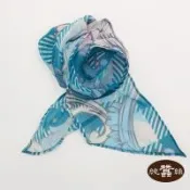 【岱妮蠶絲】純蠶絲印花喬琪紗飄帶絲巾-富貴牡丹(SYC01404)