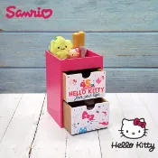 【HOTAI購】【百科良品】三麗鷗 Kitty凱蒂貓 繽紛玩美 小型雙抽盒 抽屜盒 桌上收納(正版授權台灣製)