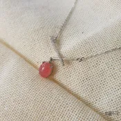 【非銀不可】天然 紅紋石 鋯石交叉 純銀項鍊(愛情幸運石 菱錳礦)