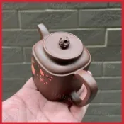 M宜興高顏值紫砂壺原礦紫泥純手工混圓四方壺180ml家用茶具泡茶壺👍