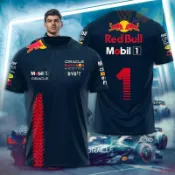 RED BULL 2025新款紅牛印花戶外跑步運動T恤男士夏季賽車服紅牛牌騎行訓練服