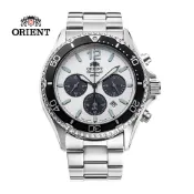ORIENT 東方錶 Quartz Sports系列 太陽能跑馬計時腕錶 鋼帶款 白色 RA-TX0203S
