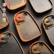 （可開發票收據）非遺硯臺歙硯天然原石金皮籽料孺子牛硯端硯四大名硯臺文房四寶硯（聚福來優品之家）