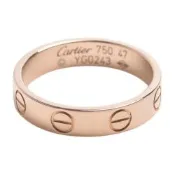 Cartier 卡地亞 經典LOVE RING系列18K玫瑰金窄版戒指