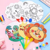 A1-1【現貨】空白塗鴉彩繪扇子，幼兒園手作彩繪Diy