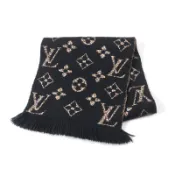 【DOKODEMO】LOUIS VUITTON2019 年 Echarpe Giant Monogram Jungle 羊毛和絲綢混紡豹紋針織圍巾，M75885，黑色和米色，意大利製造，正品，女士款，品相極佳