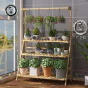 半屋 花架子 花架 花架非實木質落地室內楠竹 折疊多層陽臺客廳 多肉花盆架 特價植物架