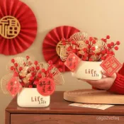 喬遷裝飾品 紅果髮財果 新年春節裝飾品 新年擺件 客廳餐桌花 假花仿真花擺設 喜慶裝飾 新居入厝裝飾 招財擺件 W9TS