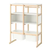 【IKEA 宜家家居】FLISAT 收納層架組，染白松木 白色/白色，88x38x117 公分
