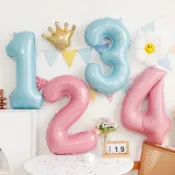 ✨[現貨]【32吋馬卡龍系列 數字氣球】生日派對佈置 派對氣球 寶寶周歲慶祝 鋁箔氣球 求婚告白 馬卡龍