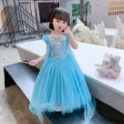 協貿國際日用品生活8館 冰雪奇緣兒童公主裙女童裙子夏季2021新款艾莎連衣裙elsa