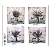 (店+)歐舍傢居 壁畫 仿古 立體 無框畫 50*50 鐵件 水壺 薰衣草畫 掛畫 複製畫 牛奶壺 蝴蝶花草圖 壁飾