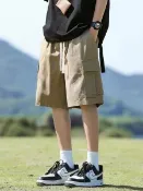 全球選品1館 生活百貨 多口袋工裝短褲男夏季外穿美式重磅休閒寬鬆潮牌中褲五分2026新款
