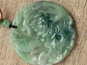 天然翡翠玉石蓮花魚戲墜子掛件附證書