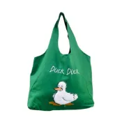 【墊腳石】(限量)duck duck鴨鴨 手提袋/萬用袋/帆布提袋-綠色(尺寸:約長26x寬32x底寬9cm/不包含提袋高:7cm)