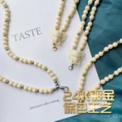 手工鵰刻仿象牙象頭泰國佛牌鏈子鈦鋼不掉色鷹鼻旋轉扣快卸項鏈 KXCR