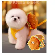 美麗大街 【115040505】寵物漢堡胸背牽繩包｜可愛造型小背包 狗狗貓咪外出散步防走失 可裝零食垃圾袋