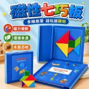 台灣現貨🐯兒童磁性七巧板 磁力七巧板 拼圖書 七巧板 磁性拼圖 木製拼圖 兒童拼圖 俄羅斯方塊 益智 專注力訓練