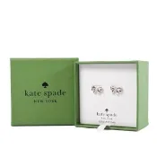 【KATE SPADE】晶鑽蝴蝶結針式耳環禮盒-銀色