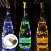 臺灣現貨【太陽能酒瓶塞銅線燈串 】2米20燈led戶外防水創意聖誕婚慶裝飾彩燈