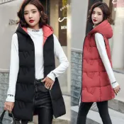 (店+)【Amay Style 艾美時尚】中大尺碼女裝 鋪棉背心 雙面穿修身中長版仿羽絨保暖鋪棉連帽背心。M-3XL(5色.現貨+預購)