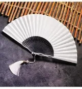 金屬骨架鐵扇子男女鋁合金折扇白色帶流蘇古風隨身便攜