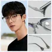 (店+)【LEEHER】眉框眼鏡/半框眼鏡/女生眼鏡/方框眼鏡/文青眼鏡/素顏眼鏡/眼鏡/純鈦眼鏡/金屬鏡框/男生眼鏡/