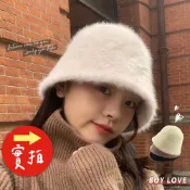 【買到戀愛】 隔日到貨 復古百搭毛毛漁夫帽 漁夫帽 帽子 遮陽帽 貝蕾帽 水桶帽 漁夫帽 帽【J992】
