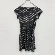 【DOKODEMO】Paul Smith法式袖連身裙，全身印花，深灰色，M 碼，古著。