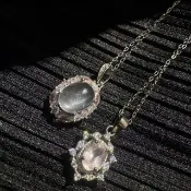 桃花 好運人緣 x s925 純銀 粉晶 項鏈 鎖骨鏈 星光粉晶 項鍊